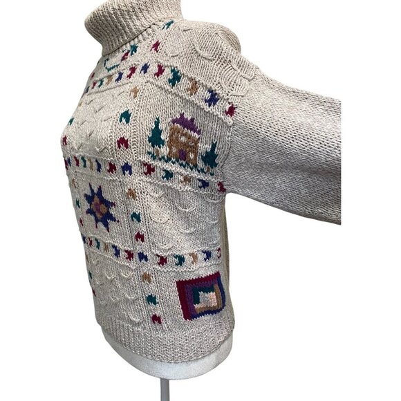 Handmade Grandma Sweater Cabin Turtleneck Cozy Knit S/M - Picture 3 of 7